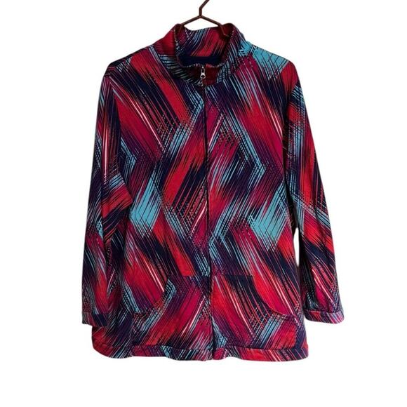 Liz & Me For Catherine’s Size 1X Abstract Zip Up Long Sleeve Shirt Jacket Fall - Picture 1 of 6